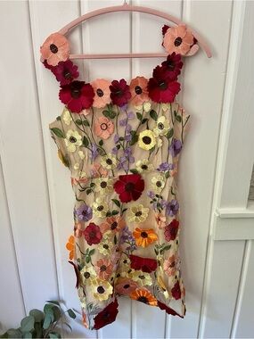 3d Floral Print Mini Dress